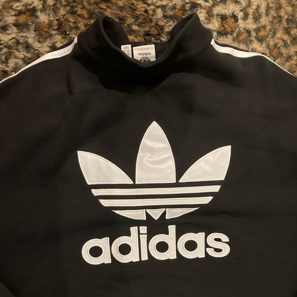 Adidas Quarter Zip Black Trefoil Sweatshirt - Picture 4 of 7